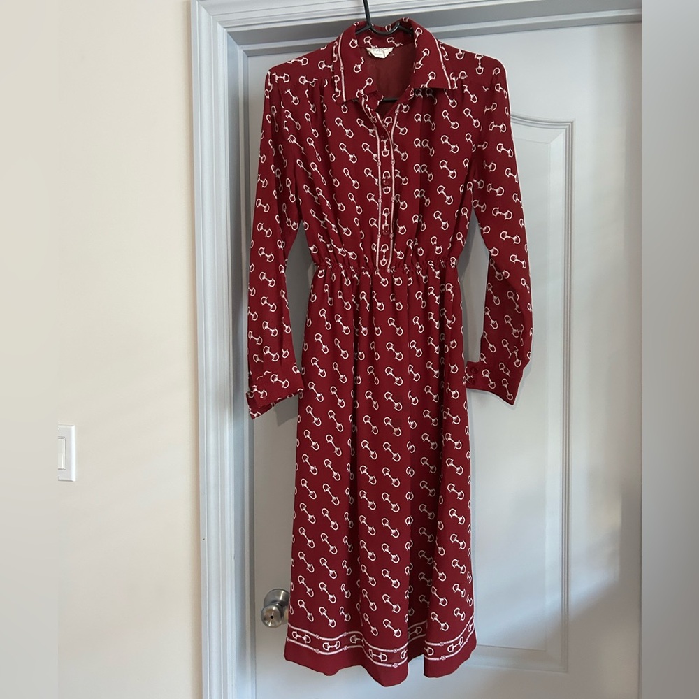 Elegant Patterned Burgundy Maxi Dress